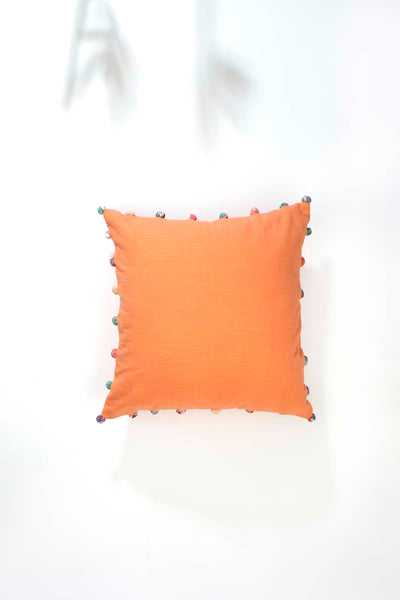 SOLID & TEXTURED CUSHIONS Freedom Pompom Peach (41 Cm X 41 Cm) Cushion Cover