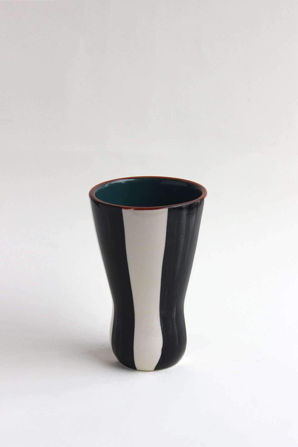 Glass Shape Ceramic Vase (Black And White)
