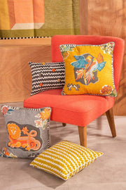 PRINTED & PATTERN CUSHIONS Poetic Parrots (46 Cm X 46 Cm) Cushion Cover