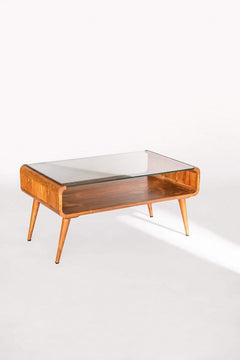Retro Teak Wood And Glass Coffee Table