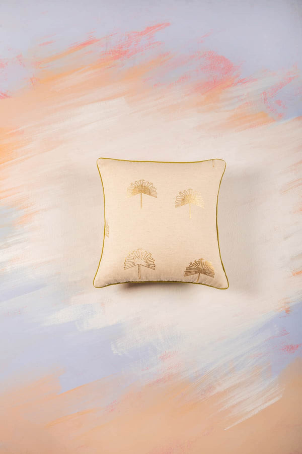 Sabar Palm Gold Cushion Cover (41 X 41 Cm)