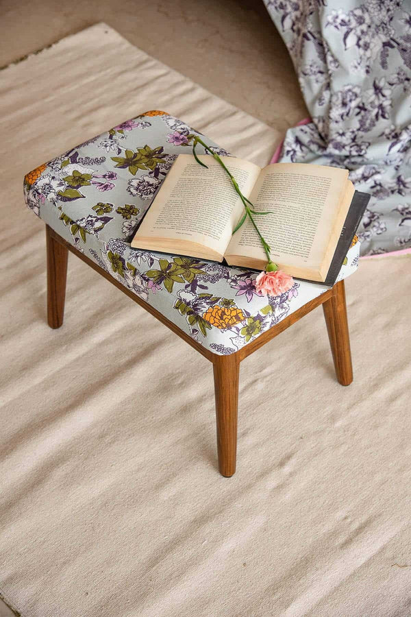 Trapeze Teak Wood Ottoman