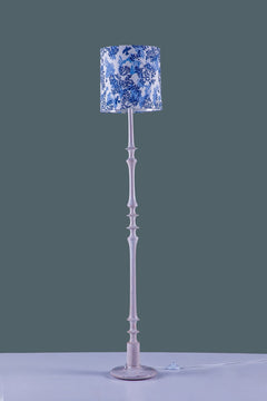 Wooden Teak Wood Floor Lamp (Washed White)
