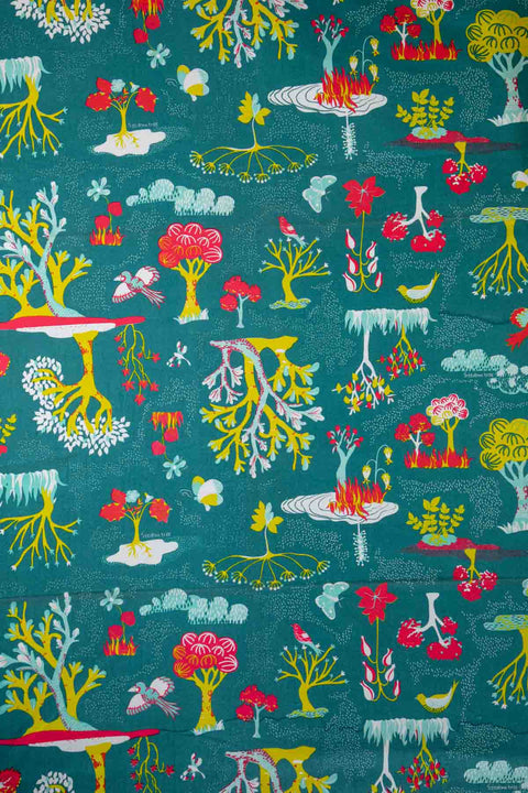 Wonderland Deep Green Printed Upholstery Fabric