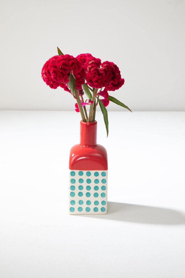 FLOWER VASES Raindots Ceramic Vase (Red)