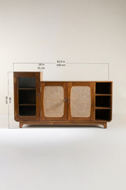 Luna Teak Wood and Wicker Sideboard