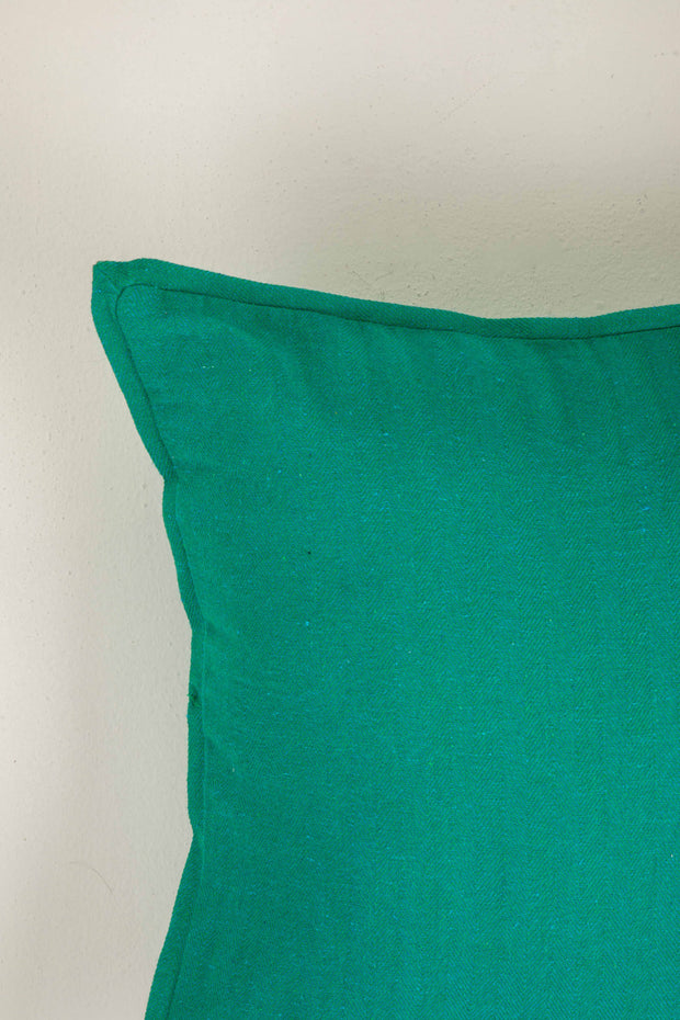 Oram Solid Herringbone Forest Teal Cushion Cover (46 Cm X 46 Cm)