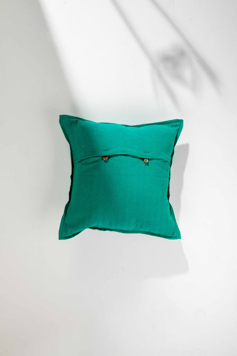 Oram Solid Herringbone Forest Teal Cushion Cover (46 Cm X 46 Cm)