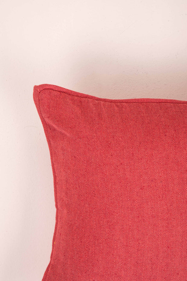 Oram Solid Herringbone Candy Pink Cushion Cover (46 Cm X 46 Cm)