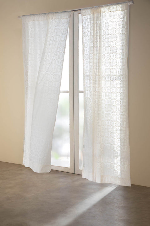 Tamara White Sheer Fabric And Curtains