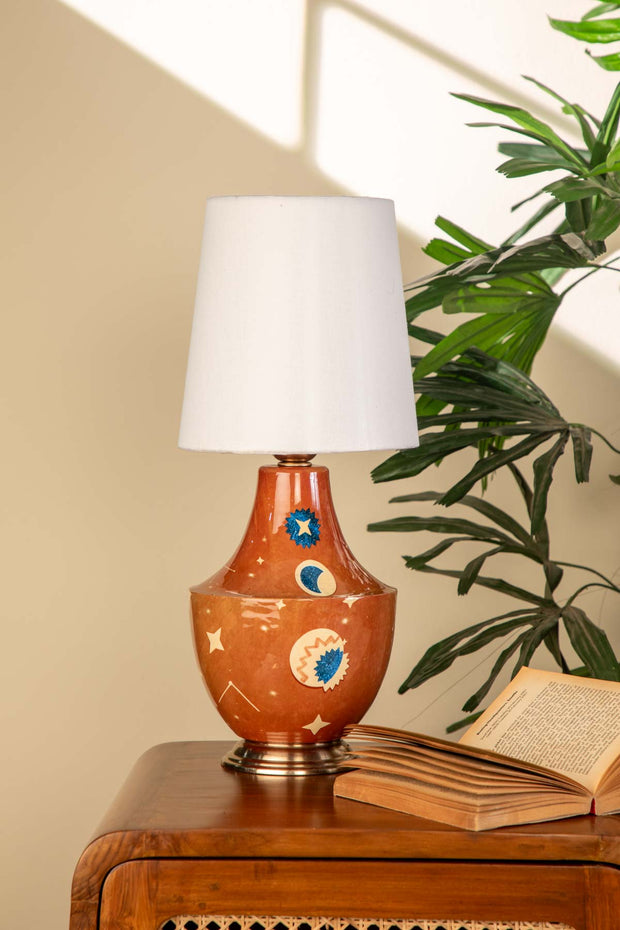 Celestial Sky Amber Orange Table Lamp