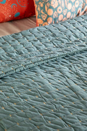 Moira Ocean Green Quilted Bedcover