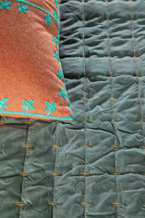 Moira Ocean Green Quilted Bedcover