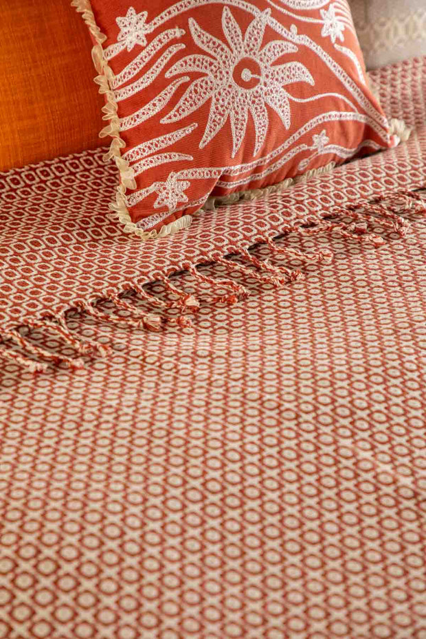 Ooty Geo Red Earth Bedcover