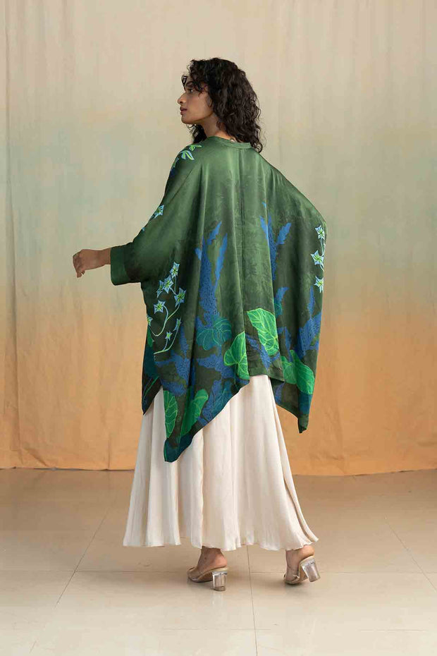 Mimicry Blooms Kaftan Top (Forest Green)