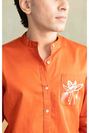 Eye In The Sky Embroidered Shirt (Radiant Rust)