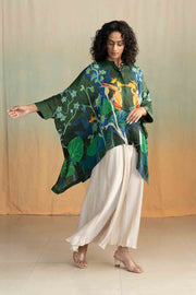 Mimicry Blooms Kaftan Top (Forest Green)