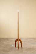 Skyrocket Wood Floor Lamp with Solid Oval Cylinder Lampshade (Sage Green)