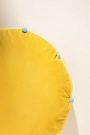 Mango Yellow Velvet Round Cushion