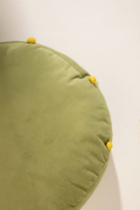 Green Round Velvet Cushion