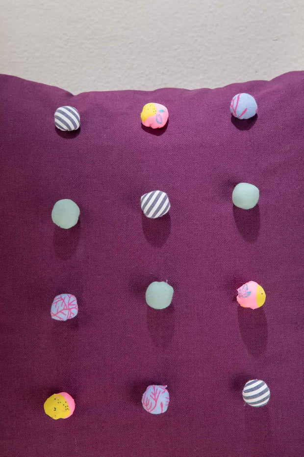 Pom Poms Grape Cushion Cover (41 Cm X 41 Cm)