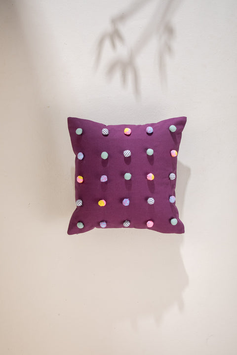 Pom Poms Grape Cushion Cover (41 Cm X 41 Cm)