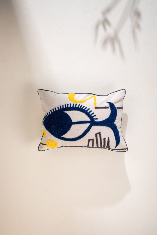 Fish Eye Multi Muted Cushion Cover (36 Cm X 50 Cm)