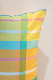 Madras Checks Sun Yellow Cushion Cover (61 Cm X 61 Cm)