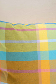 Madras Checks Sun Yellow Cushion Cover (61 Cm X 61 Cm)