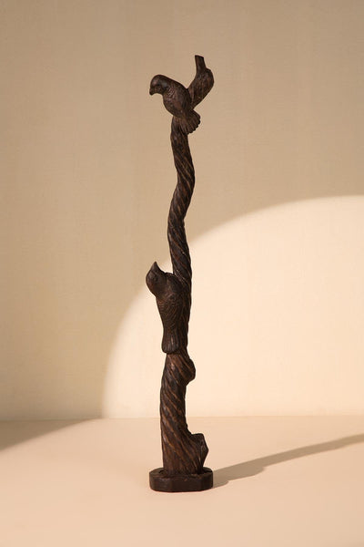 10000017363 PAKHI RECLAIMED WOODEN SCULPTURE WALNUT