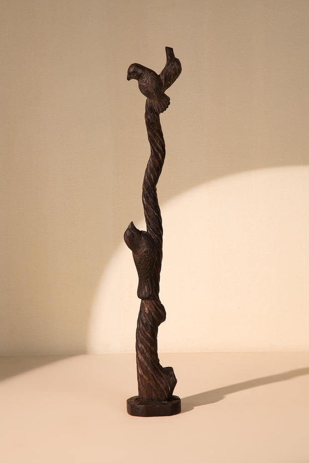 10000017363 PAKHI RECLAIMED WOODEN SCULPTURE WALNUT