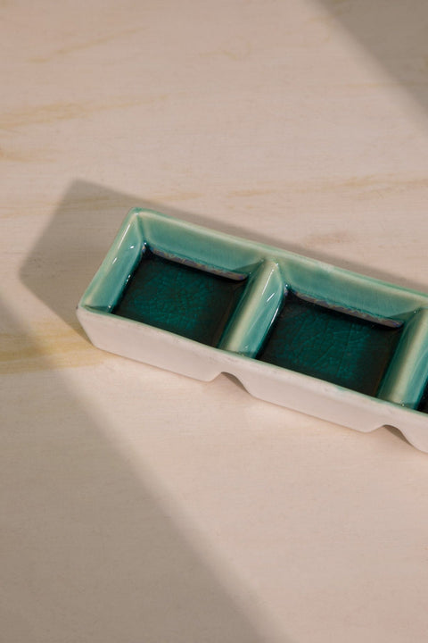 10000017406 MIDORI THREE PART TRAY EMERALD GREEN
