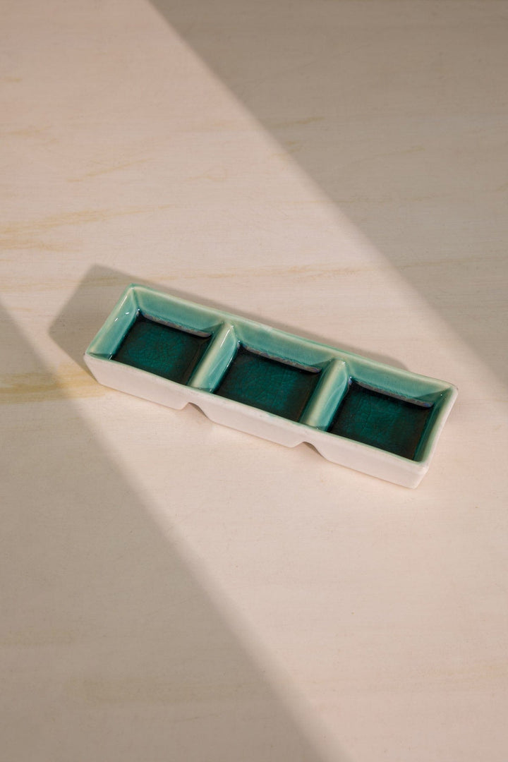 10000017406 MIDORI THREE PART TRAY EMERALD GREEN