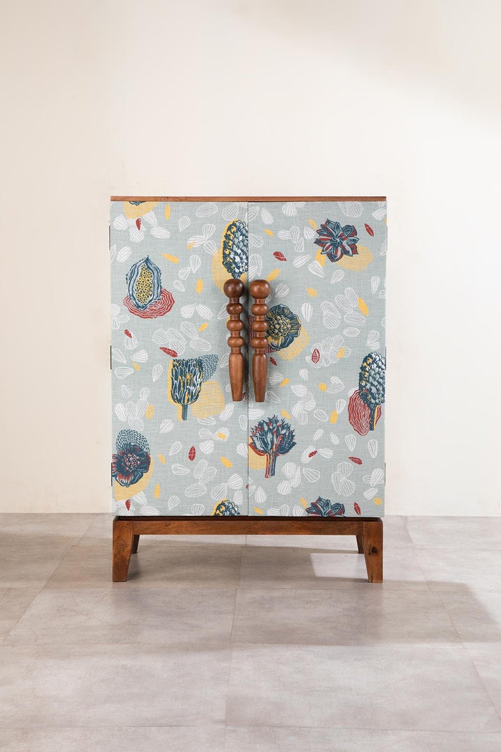 10000017430 POD UPHOLSTERED CABINET MANGO WALNUT