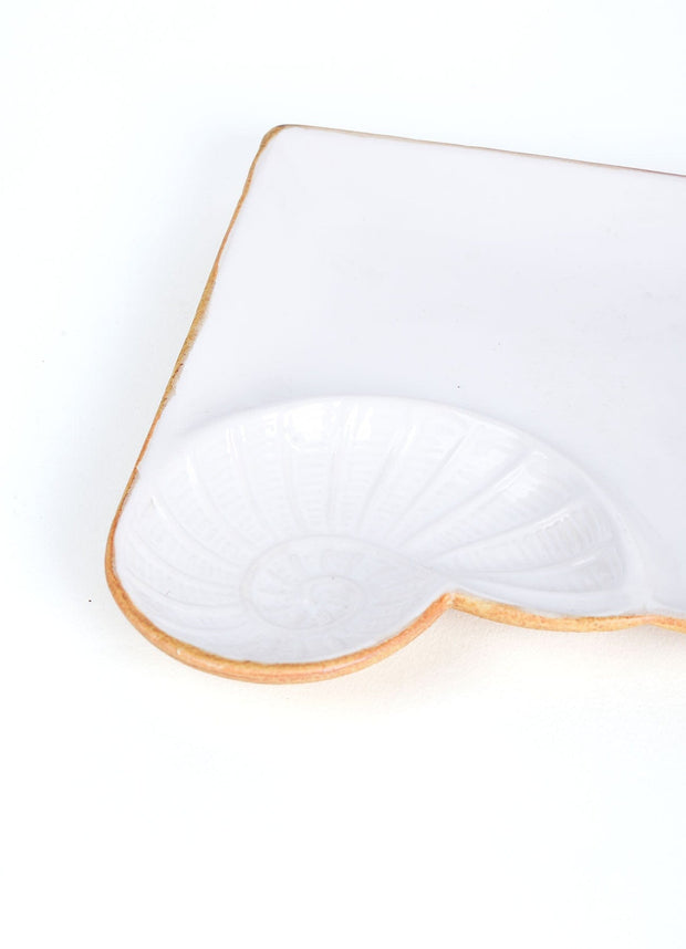10000017438 SHELL SHAPED PLATTER WITH DIP OFF WHITE