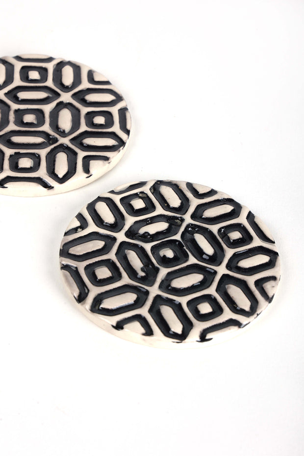 10000017442 MESH COASTERS (SET OF 2) BLACK  WHITE