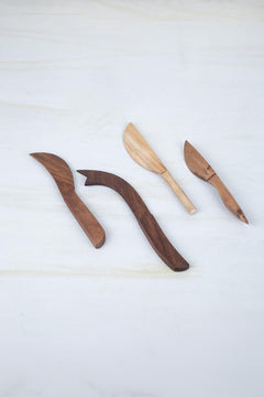 Primitive Wood Cheese Knives (Set Of 4)
