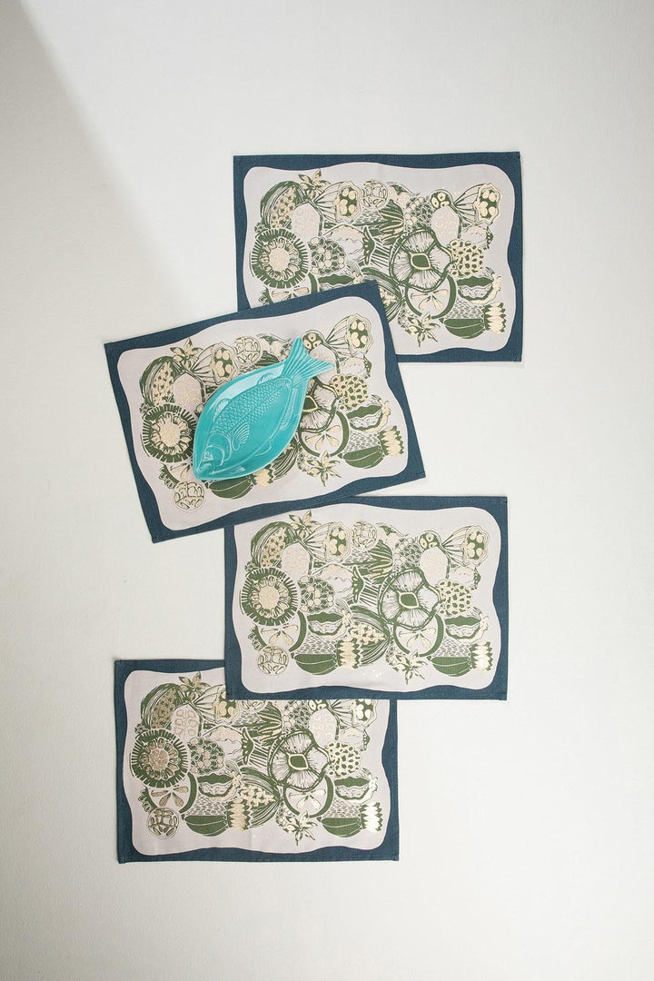 10000017487 KOZA FOIL TABLE MAT (SET OF 4) OLIVE GOLD