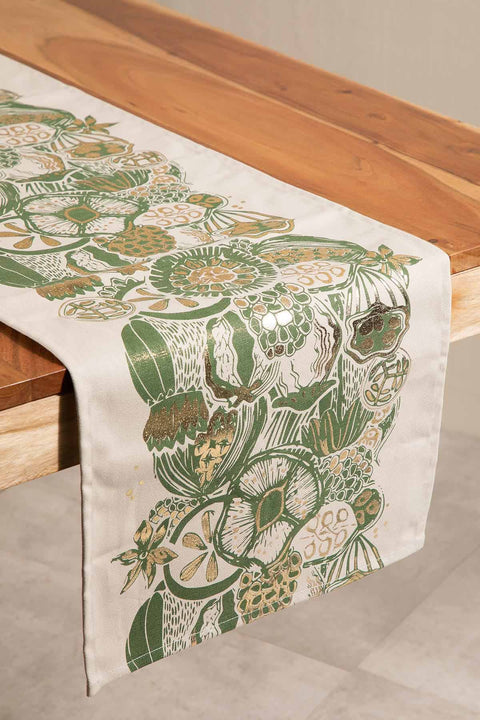 10000017488 KOZA FOIL TABLE RUNNER OLIVE GOLD