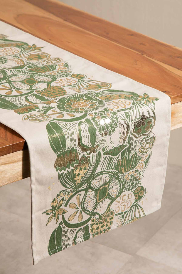 10000017488 KOZA FOIL TABLE RUNNER OLIVE GOLD