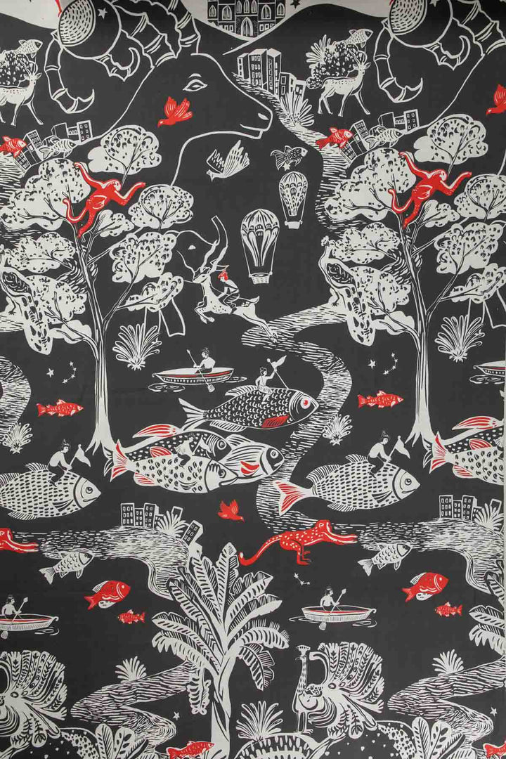 10000017506 MINDSCAPE PRINTED HEAVY FABRIC CHARCOAL