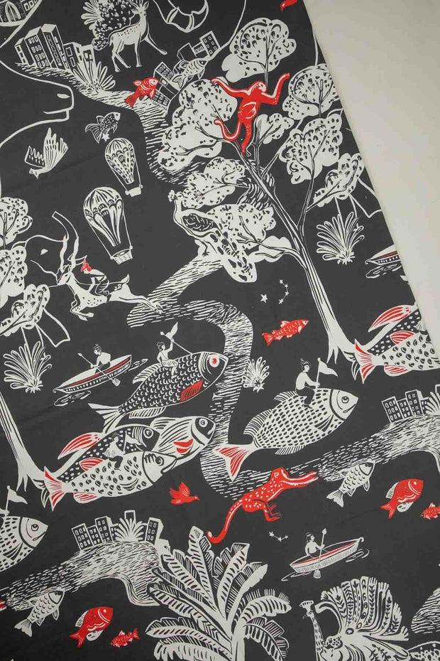 10000017506 MINDSCAPE PRINTED HEAVY FABRIC CHARCOAL