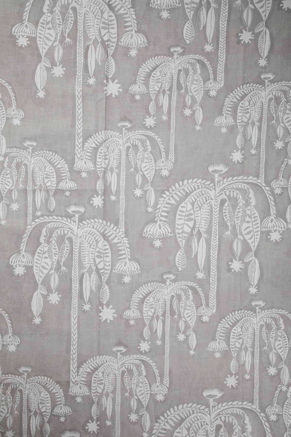 Toddy Palm Taupe Printed Upholstery Fabric