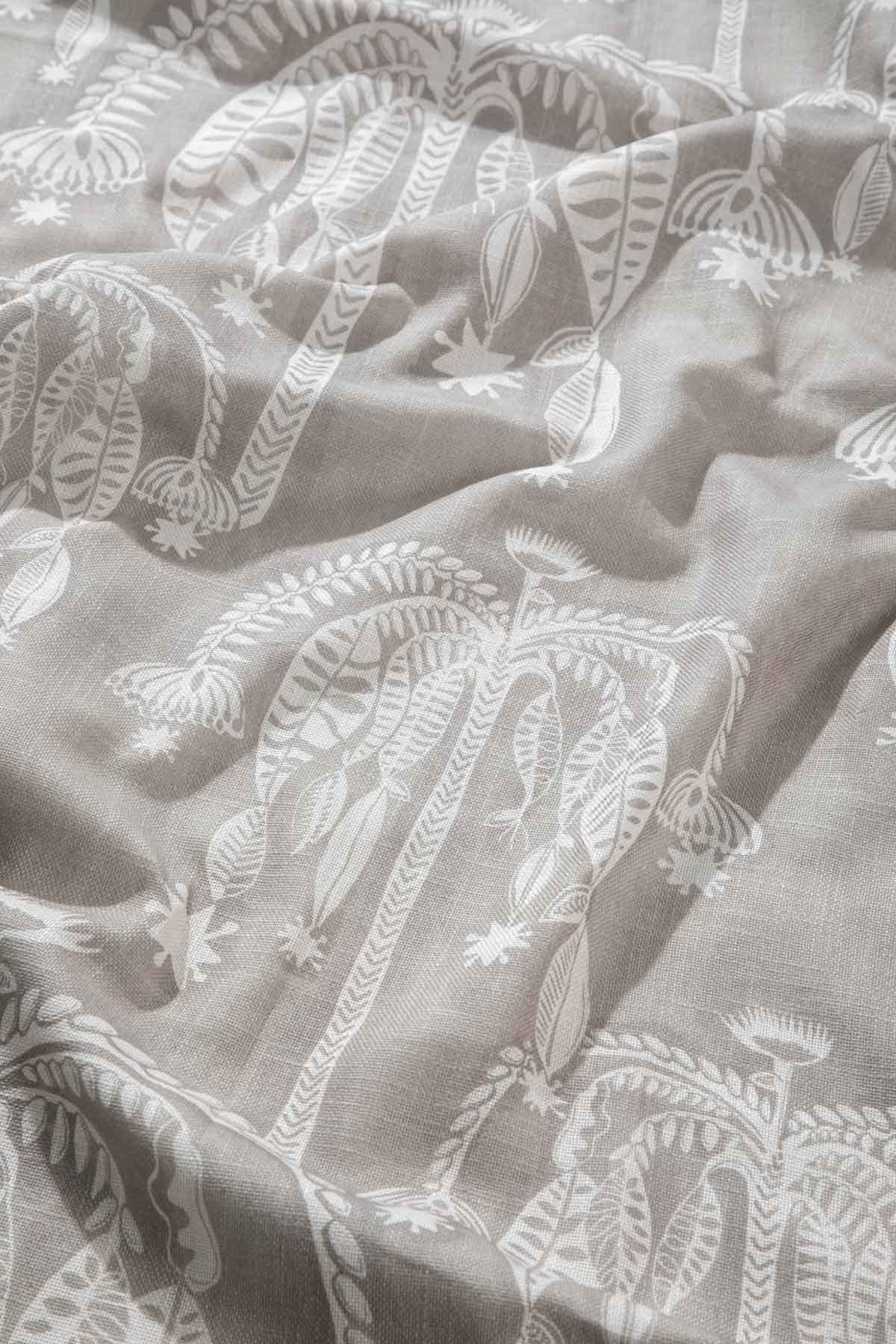 Toddy Palm Taupe Printed Upholstery Fabric