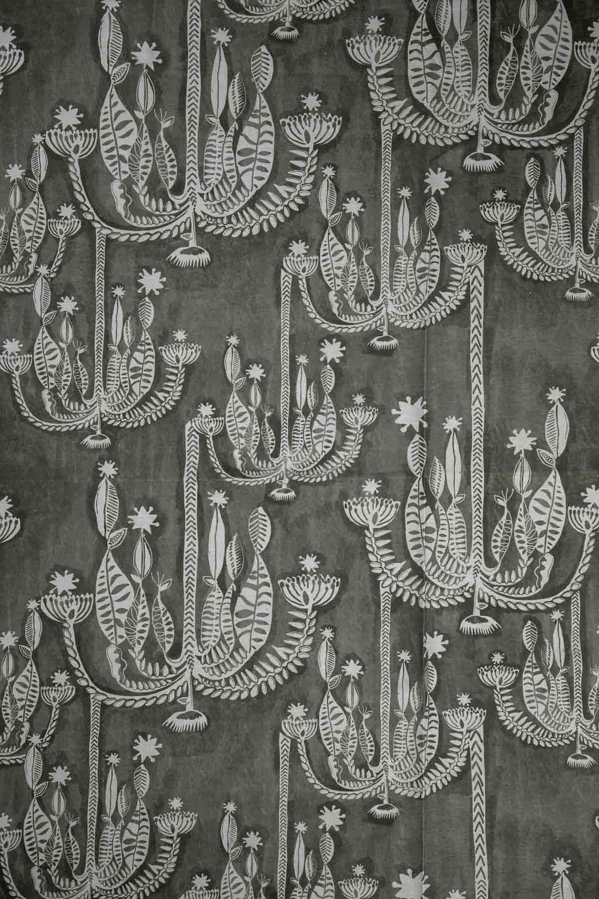 Toddy Palm Moss Grey Printed Upholstery Fabric