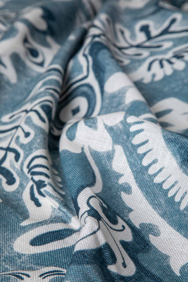 10000017509 MADELLION TREE PRINTED HEAVY FABRIC INDIGO