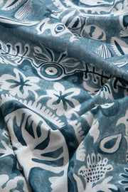 10000017509 MADELLION TREE PRINTED HEAVY FABRIC INDIGO