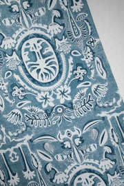 10000017509 MADELLION TREE PRINTED HEAVY FABRIC INDIGO