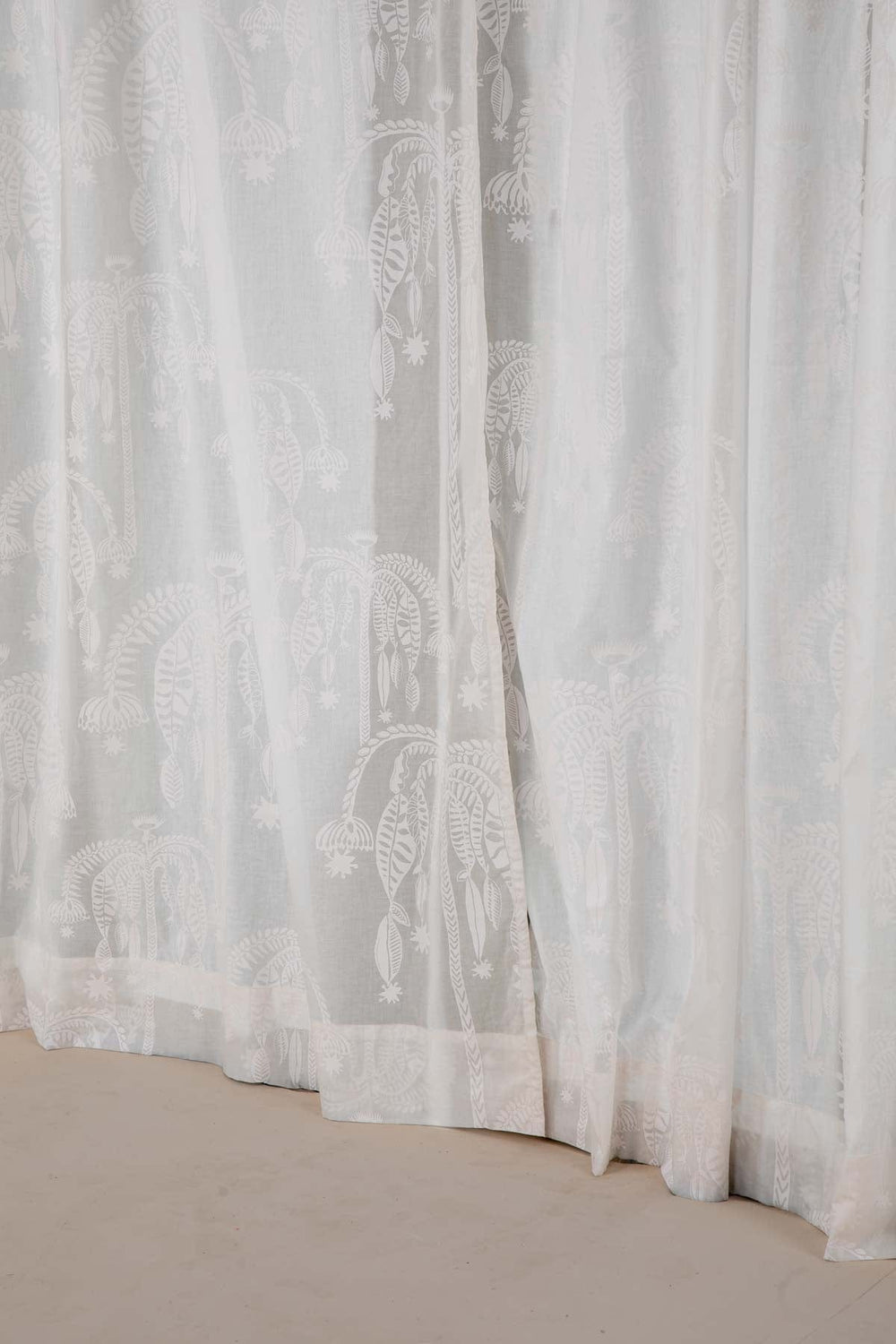 10000017517 TODDY PALM PRINTED SHEER FABRIC KHADI