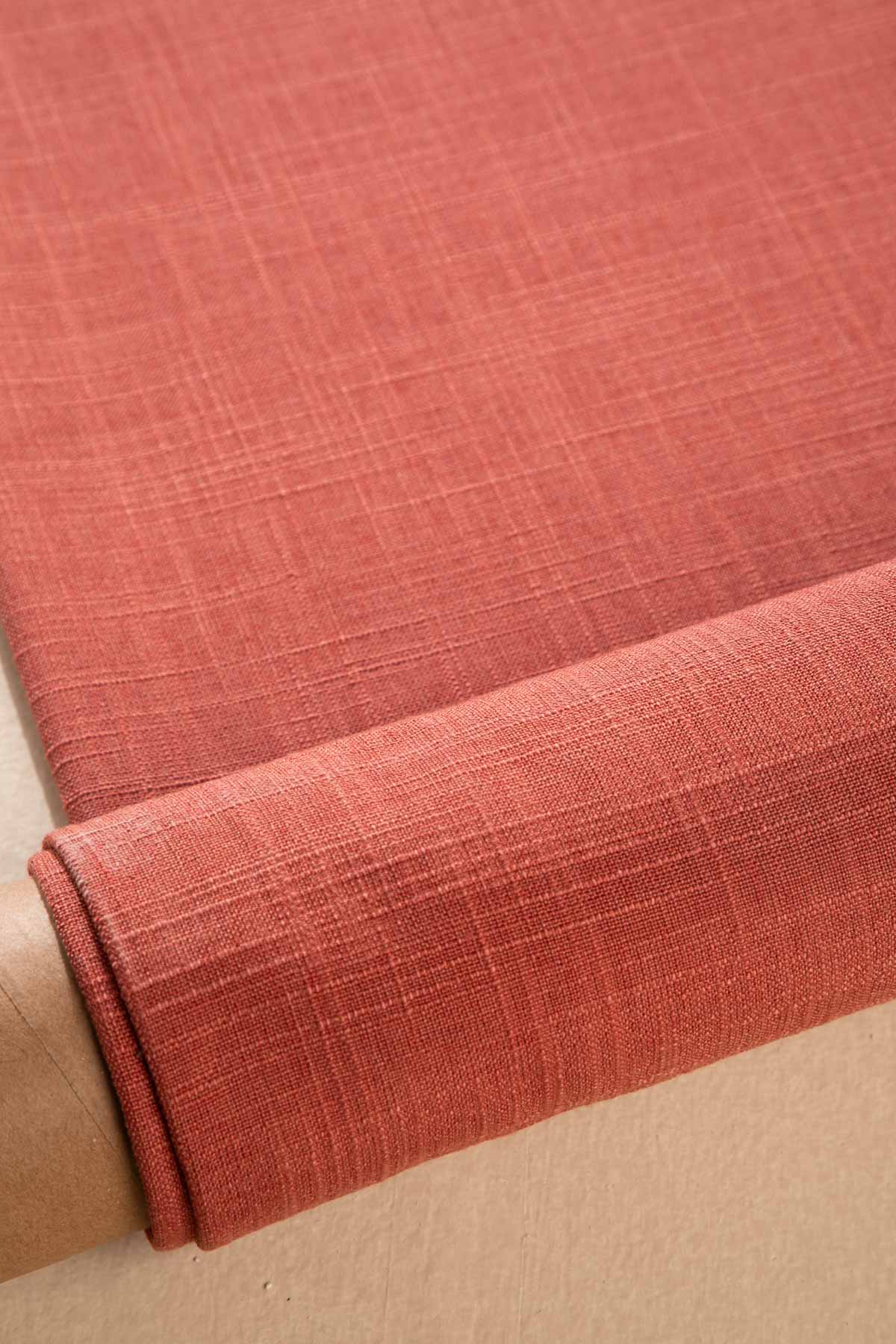 Raffia Red Pepper Woven Heavy Fabric And Curtains